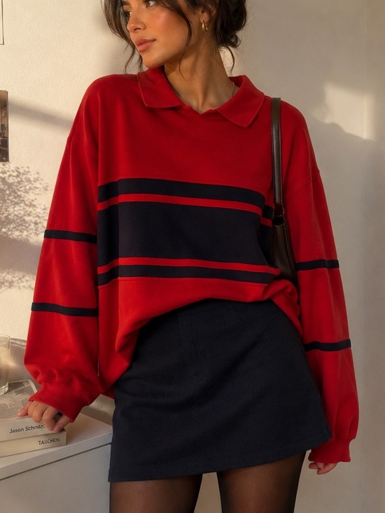 Other Sweaters - Pacer red striped sweatshirt size